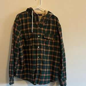 Plaid Hooded Jacket for Women 2XL